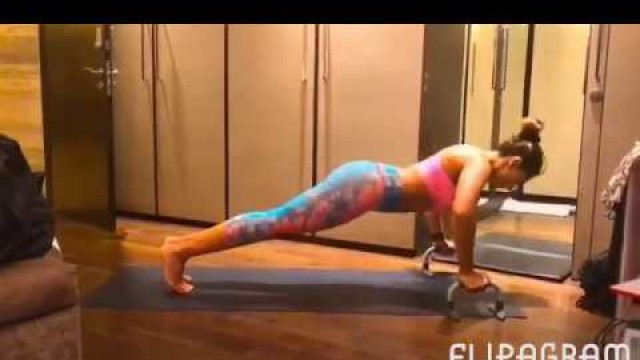 'Bipasha Basu Doing Hot Push Ups In Home'