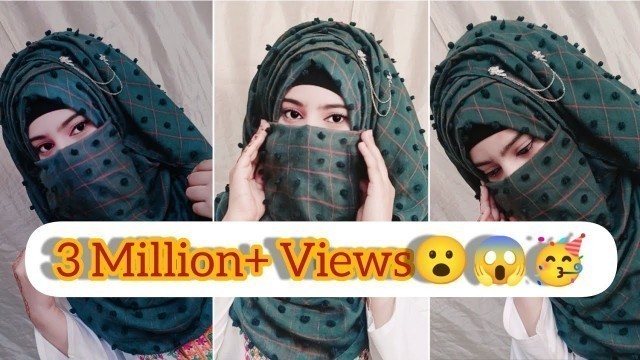 'Hijab style with Niqab 2021 | Full Coverage | Side layers Hijab Tutorial  | Hijab Tutorial'