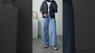 'Modest Hijabi Outfit Idea To Try With Wide Leg Trousers Jeans