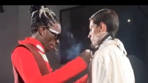 'Young Thug being a stylist at the vfiles fashion show runway'