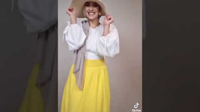 'yellow skirt styling; hijabi fashion'