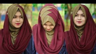 'Criss Cross Hijab style with chiffon/Jorjet Hijab(Full Coverage)'