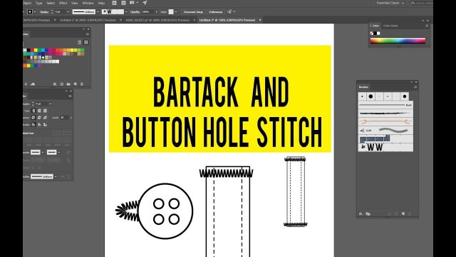 'How to create BAR-TACK STITCH or BUTTON HOLE stitch in adobe illustrator'