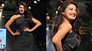 'Jacqueline Fernandez Ramp Walk In Blue Gown At Lakme Fashion Week 2018'