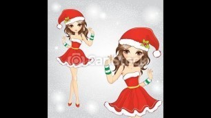 'Cute fashion dressed girl in Santa Claus dress #merrychristmas #artwork#drawing#christmas#ytshorts'