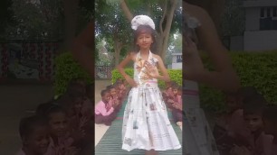 '#cute girl rampwalk in primary school# newspaper dress#trending #viral #shorts Fashion show'