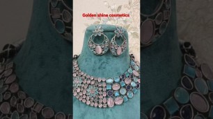 'Necklace set with earnings for girls, women latest fashion#@Golden shine cosmetics'