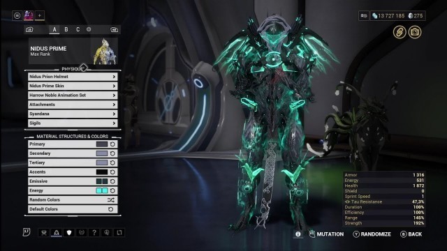 'warframe 3 skins NIDUS PRIME fashion frame and mutations'