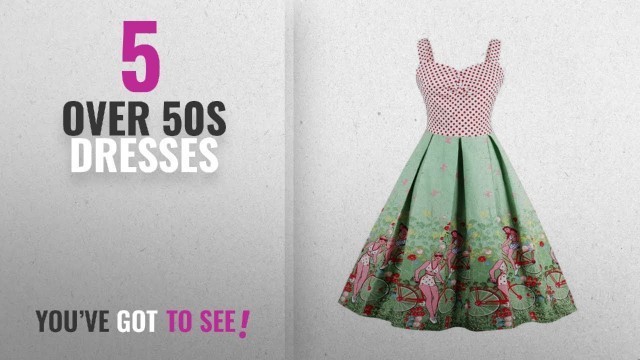 'Top 10 Over 50S Dresses [2018]: iShine Women\'s Plus Size Vintage Hepburn 1950s Floral Print'