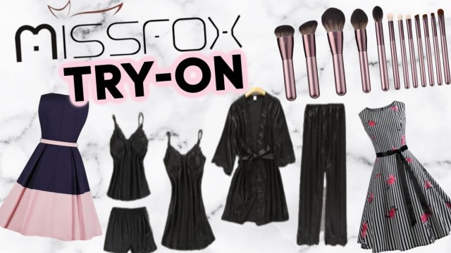 'Miss Fox Women\'s Fashion Try-On Haul & Review| 1950s Style Dresses, Pajama Sets & Makeup Brushes!'