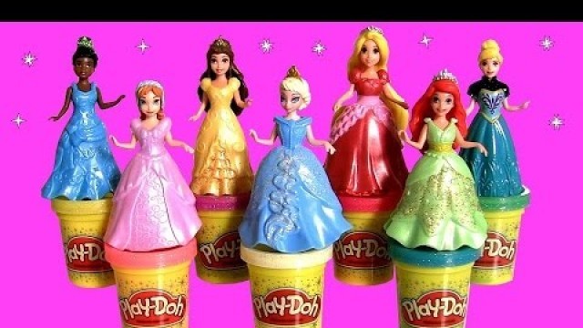 'Play Doh Sparkle MagiClip Fairytale Fashion Tiana Cinderella playdough Glitter Magic Clip Elsa Anna'