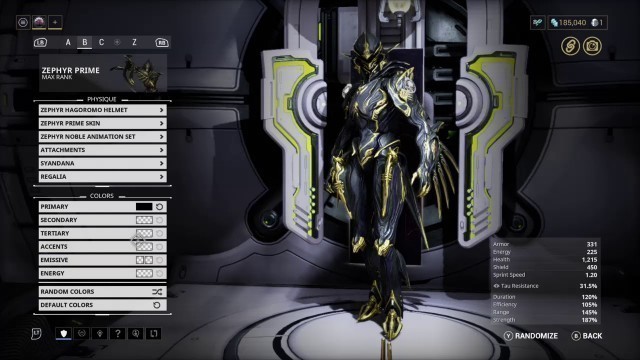 'Warframe Zephyr Prime 2.0 fashion frame'