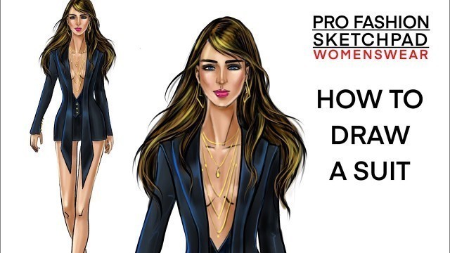 'How to draw a SUIT using PRO FASHION SKETCHPAD Series templates | Womenswear | Fashion Sketchbook'