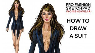 'How to draw a SUIT using PRO FASHION SKETCHPAD Series templates | Womenswear | Fashion Sketchbook'