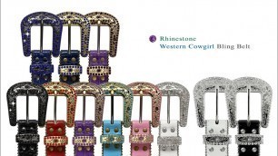 '35116 50116 Rhinestone Belts Fashion Western Cowgirl Bling Studded Design Leather Belt'