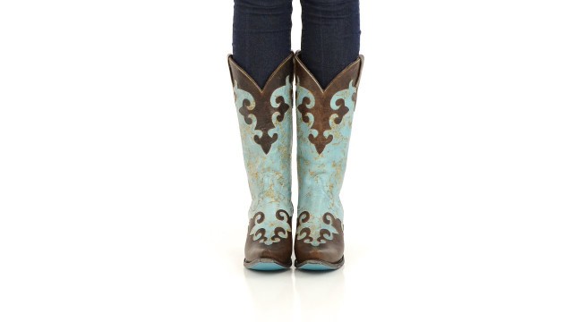 'Lane Boots Womens Leather Distressed Dawson 13\" Cowgirl - Style# LB0023A'