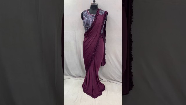 'New frill saree in wine colour for wedding | Rohit fashion club'