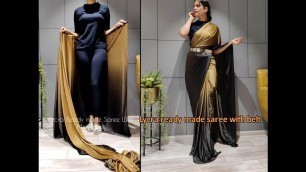 'Lycra ready made saree with metal belt | Rohit fashion club'