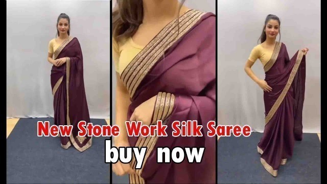 'New silk saree in heay stone work border | Rohit fashion club'