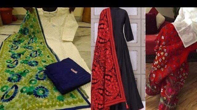 'Trendy phulkari design dress 2021 for girls|| Fashion star|| phulkari trouser|| phulkari dupatta||'