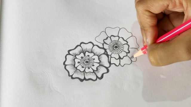 'Beautiful flower pencil mehndi design 