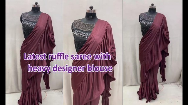 'Latest long frill saree with stitched blouse | Rohit fashion club'