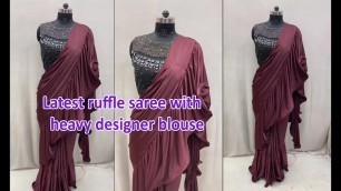 'Latest long frill saree with stitched blouse | Rohit fashion club'