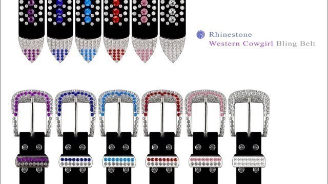 'DM1006 Rhinestone Belts Fashion Western Cowgirl Bling Studded Design Suede Leather Belt'