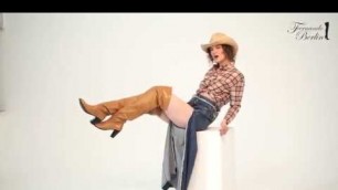 'Camel leather thigh-high boots cowgirl look (Model 335)'