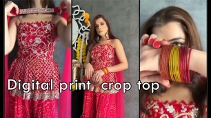 'fancy digital print and embroidery work crop top |Rohit fashion club'